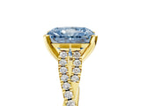 Yellow gold Fancy Blue Radiant Cut Diamond Solitaire Engagement Ring with Twisted Pavé Band and Four-Prong Setting_49