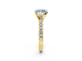 Yellow gold Fancy Blue Radiant Cut Diamond Solitaire Pavé Engagement Ring with Round Band and Prong Setting_52
