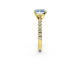 Yellow gold Fancy Blue Radiant Cut Diamond Solitaire Pavé Engagement Ring with Round Band and Prong Setting_58