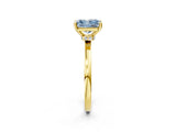 Yellow gold Fancy Blue Radiant Cut Diamond Solitaire Ring with Classic Band and Four-Prong Setting_2