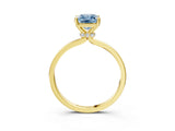 Yellow gold Fancy Blue Radiant Cut Diamond Solitaire Ring with Classic Band and Four-Prong Setting_3