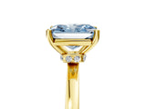 Yellow gold Fancy Blue Radiant Cut Diamond Solitaire Ring with Classic Band and Four-Prong Setting_5