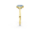 Yellow gold Fancy Blue Radiant Cut Diamond Solitaire Ring with Flower Prong Setting and Classic Band_14