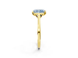 Yellow gold Fancy Blue Radiant Cut Diamond Solitaire Ring with Flower Prong Setting and Classic Band_38