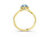 Yellow gold Fancy Blue Radiant Cut Diamond Solitaire Ring with Flower Prong Setting and Classic Band_39