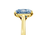 Yellow gold Fancy Blue Radiant Cut Diamond Solitaire Ring with Flower Prong Setting and Classic Band_41