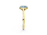 Yellow gold Fancy Blue Radiant Cut Diamond Solitaire Ring with Flower Prong Setting and Classic Band_52