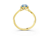 Yellow gold Fancy Blue Radiant Cut Diamond Solitaire Ring with Flower Prong Setting and Classic Band_53