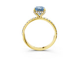 Yellow gold Fancy Blue Radiant Cut Diamond Solitaire Ring with Four-Prong Setting and Pavé Band_6