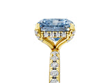 Yellow gold Fancy Blue Radiant Cut Diamond Solitaire Ring with Four-Prong Setting and Pavé Band_8