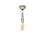 Yellow gold Fancy Blue Radiant Cut Diamond Solitaire Ring with Pavé Band and Four-Prong Setting_63