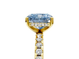 Yellow gold Fancy Blue Radiant Cut Diamond Solitaire Ring with Pavé Band and Four-Prong Setting_66