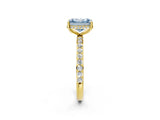 Yellow gold Fancy Blue Radiant Cut Diamond Solitaire Ring with Pavé Band and Hidden Halo_22