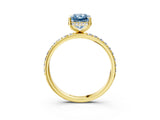 Yellow gold Fancy Blue Radiant Cut Diamond Solitaire Ring with Pavé Band and Hidden Halo_23