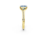 Yellow gold Fancy Blue Radiant Cut Diamond Solitaire Ring with Pavé Band and Prong Setting_14