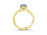 Yellow gold Fancy Blue Radiant Cut Diamond Solitaire Ring with Pavé Band and Prong Setting_15