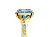 Yellow gold Fancy Blue Radiant Cut Diamond Solitaire Ring with Pavé Band and Prong Setting_17