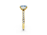 Yellow gold Fancy Blue Radiant Cut Diamond Solitaire Ring with Round  Pavé Band and Four-Prong Setting_50