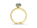 Yellow gold Fancy Blue Radiant Cut Diamond Solitaire Ring with Round  Pavé Band and Four-Prong Setting_51