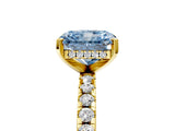 Yellow gold Fancy Blue Radiant Cut Diamond Solitaire Ring with Round  Pavé Band and Four-Prong Setting_53