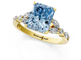 Yellow gold Fancy Blue Radiant Cut Diamond Solitaire Ring with Side Stones and Four-Prong Setting_50
