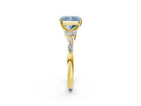Yellow gold Fancy Blue Radiant Cut Diamond Solitaire Ring with Side Stones and Four-Prong Setting_51