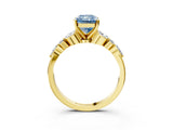 Yellow gold Fancy Blue Radiant Cut Diamond Solitaire Ring with Side Stones and Four-Prong Setting_52