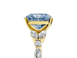 Yellow gold Fancy Blue Radiant Cut Diamond Solitaire Ring with Side Stones and Four-Prong Setting_54