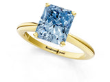 Yellow gold Fancy Blue Radiant Cut Diamond Solitaire Ring with Six-Prong Setting and Classic Band_291