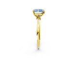 Yellow gold Fancy Blue Radiant Cut Diamond Solitaire Ring with Six-Prong Setting and Classic Band_292