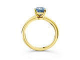 Yellow gold Fancy Blue Radiant Cut Diamond Solitaire Ring with Six-Prong Setting and Classic Band_293