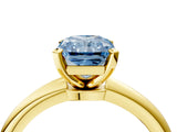Yellow gold Fancy Blue Radiant Cut Diamond Solitaire Ring with Six-Prong Setting and Classic Band_294