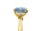 Yellow gold Fancy Blue Radiant Cut Diamond Solitaire Ring with Six-Prong Setting and Classic Band_295