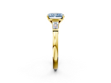 Yellow gold Fancy Blue Radiant  Cut Diamond Solitaire Ring with Tapered Baguette Accents and Four-Prong Setting_44