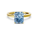 Yellow gold Fancy Blue Radiant Cut Diamond Solitaire Ring with Thin Band and Prong Setting_12