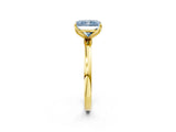 Yellow gold Fancy Blue Radiant Cut Diamond Solitaire Ring with Thin Band and Prong Setting_14