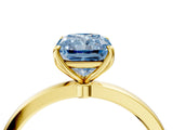 Yellow gold Fancy Blue Radiant Cut Diamond Solitaire Ring with Thin Band and Prong Setting_16