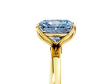 Yellow gold Fancy Blue Radiant Cut Diamond Solitaire Ring with Thin Band and Prong Setting_17