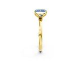 Yellow gold Fancy Blue Radiant Cut Diamond Solitaire Ring with Thin Band and Prong Setting_26