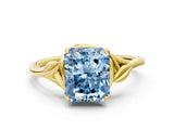 Yellow gold Fancy Blue Radiant Cut Diamond Solitaire Ring with Twist Band and Four-Prong Setting_91