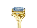 Yellow gold Fancy Blue Radiant Cut Diamond Solitaire Ring with Twist Band and Four-Prong Setting_96