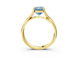 Yellow gold Fancy Blue Radiant Cut Diamond Solitaire Twist Band Prong Setting Ring_59