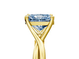 Yellow gold Fancy Blue Radiant Cut Diamond Solitaire Twist Band Prong Setting Ring_61