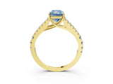 Yellow gold Fancy Blue Radiant Cut Diamond Split Shank Pavé Engagement Ring with Four-Prong Setting_86