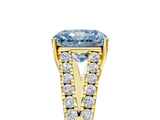 Yellow gold Fancy Blue Radiant Cut Diamond Split Shank Pavé Engagement Ring with Four-Prong Setting_88