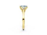Yellow gold Fancy Blue Radiant Cut Diamond Three-Stone Engagement Ring with Prong Setting and Pavé Band_2
