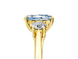 Yellow gold Fancy Blue Radiant Cut Diamond Three-Stone Engagement Ring with Prong Setting and Pavé Band_5