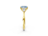 Yellow gold Fancy Blue Radiant Cut Diamond Three-Stone Ring with Pear Side Stones and Four-Prong Setting_61