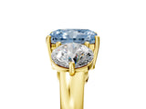 Yellow gold Fancy Blue Radiant Cut Diamond Three-Stone Ring with Prong Setting and Classic Band_103