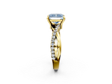 Yellow gold Fancy Blue Radiant  Cut Diamond Twist Band Solitaire with Prong Setting_26